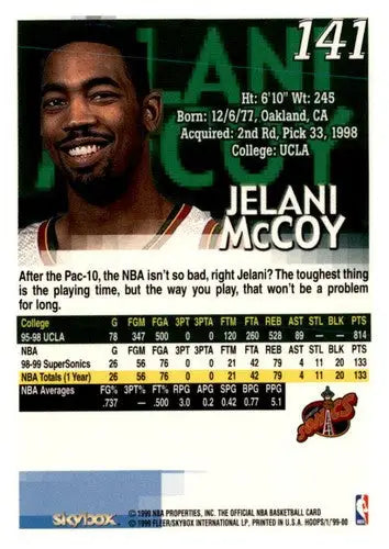 Jelani McCoy basketball card from 1999-00 Hoops #141 with original gloss sports cards