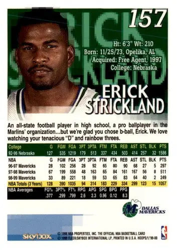 Original gloss Erick Strickland basketball card from 1999-00 Hoops Mavericks collection