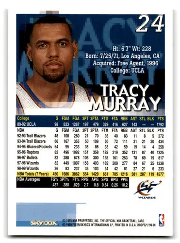 Original gloss Tracy Murray basketball card from 1999-00 Hoops Wizards series