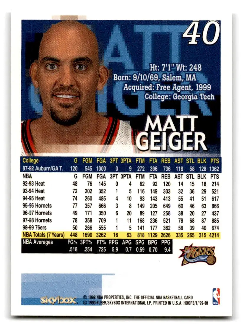 1999-00 Hoops #40 Matt Geiger - Basketball Card Single