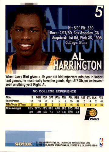 1999-00 Hoops #5 Al Harrington NM Near Mint Pacers ID:46015 - Basketball Card Single