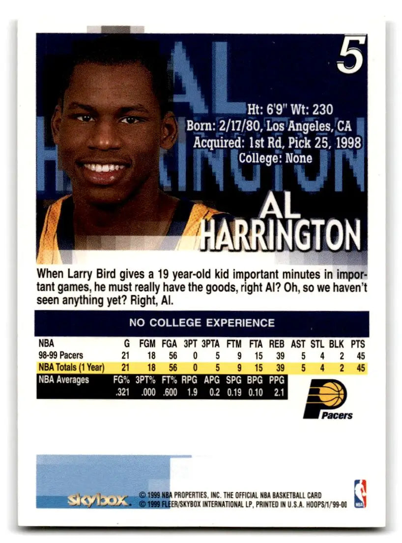 1999-00 Hoops #5 Al Harrington - Basketball Card Single