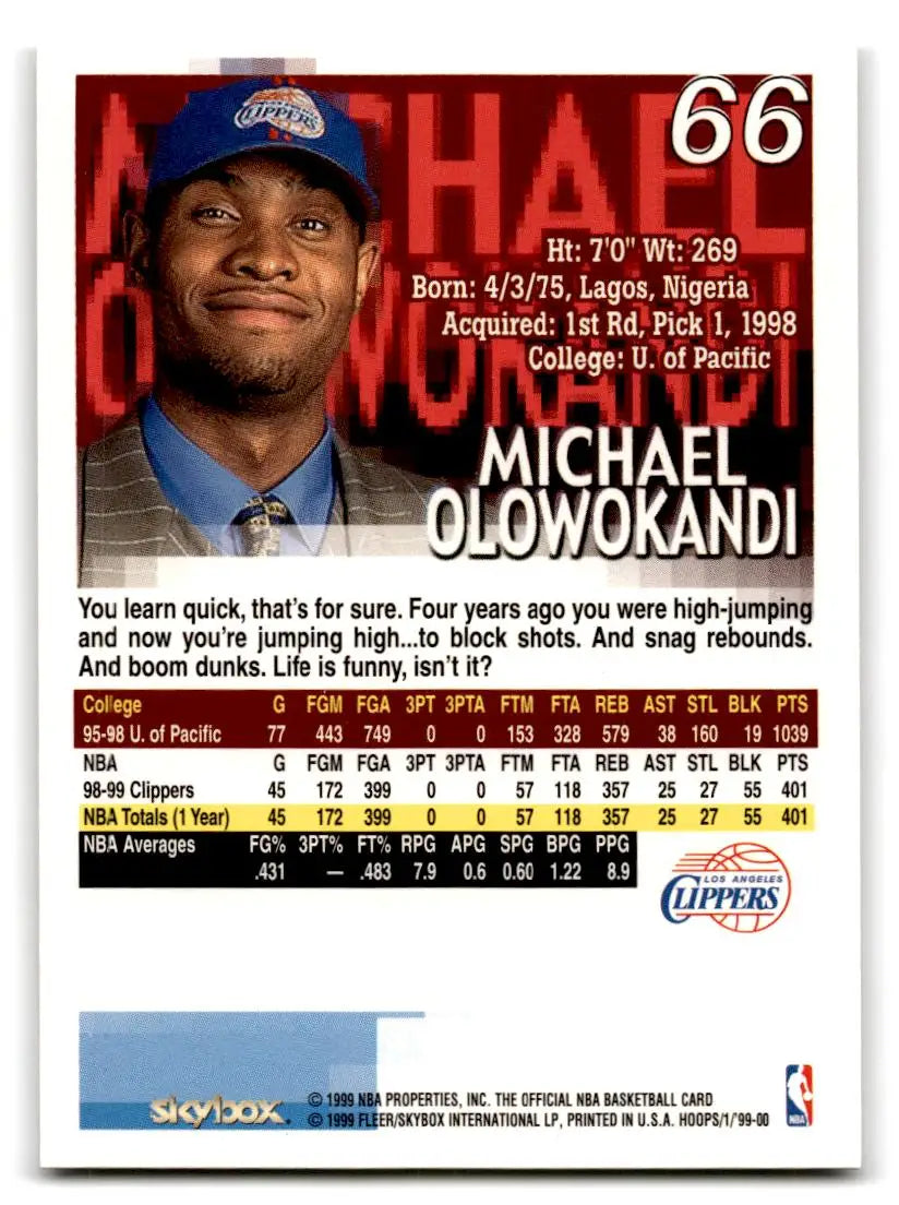 1999-00 Hoops #66 Michael Olowokandi - Basketball Card Single