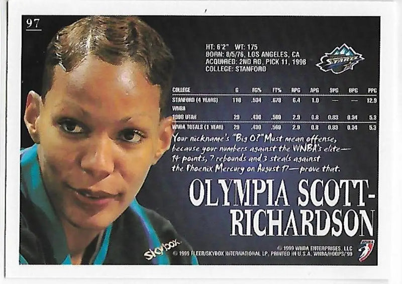 1999-00 Hoops WNBA #98 Adrienne Johnson NM-MT RC Rookie Orlando Miracle Basketball Card - Basketball Card Single
