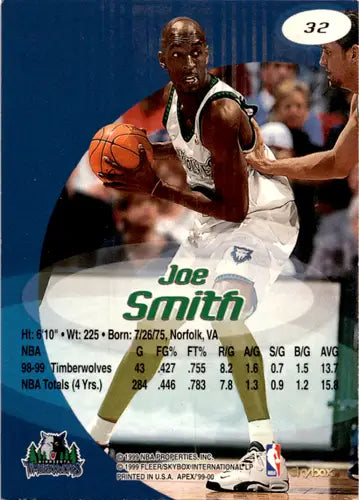 1999-00 SkyBox Apex #32 Joe Smith EX/NM Timberwolves ID:46127 - Basketball Card Single