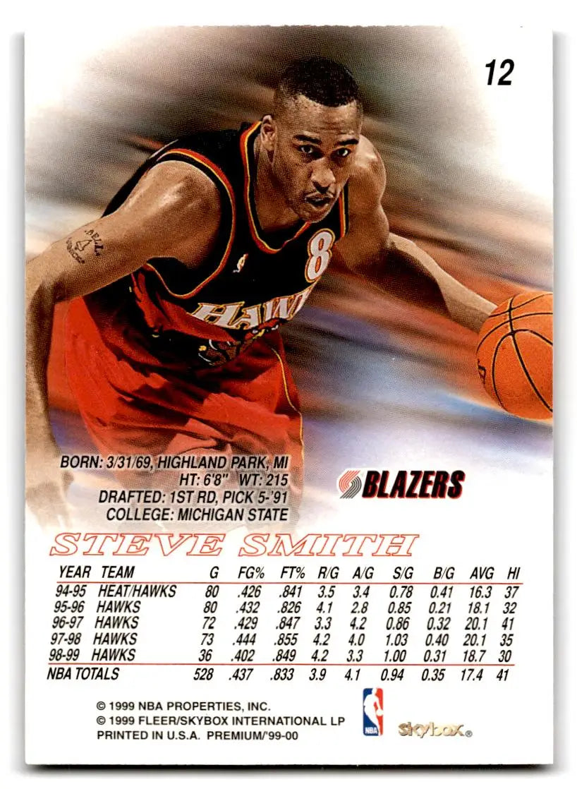 1999-00 SkyBox Premium #12 Steve Smith - Basketball Card Single