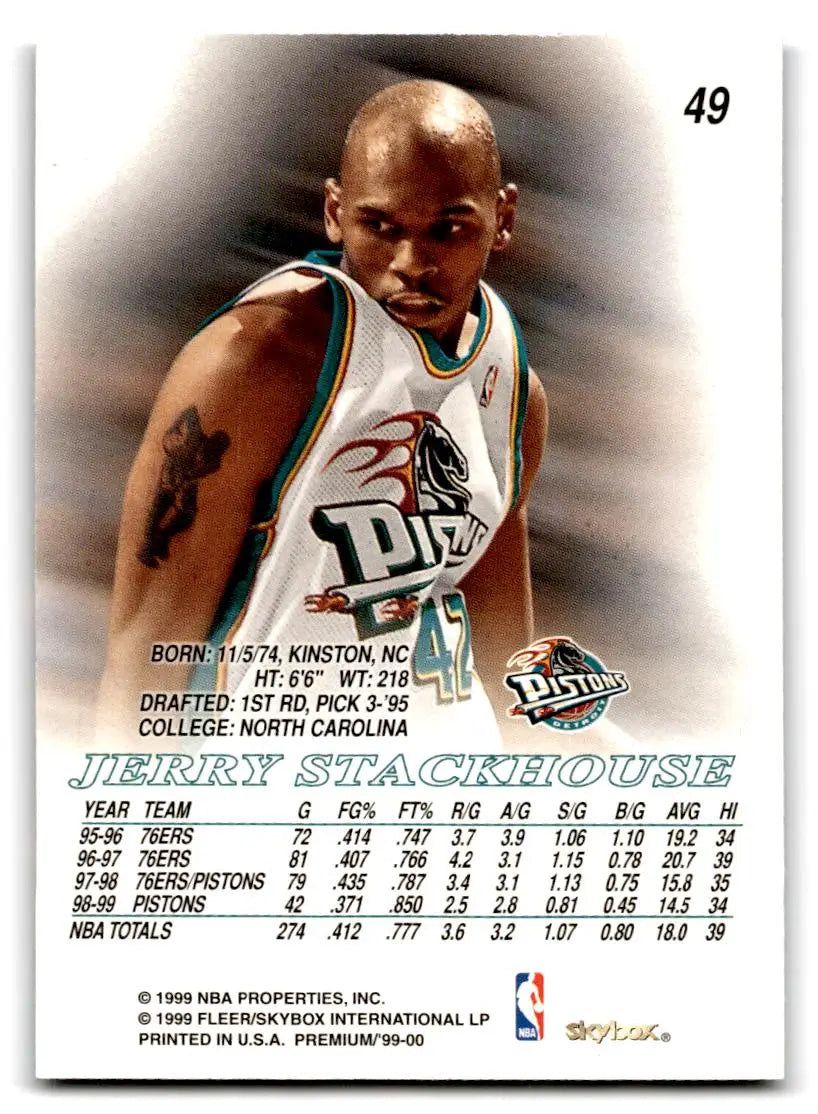 1999-00 SkyBox Premium #49 Jerry Stackhouse - Basketball Card Single
