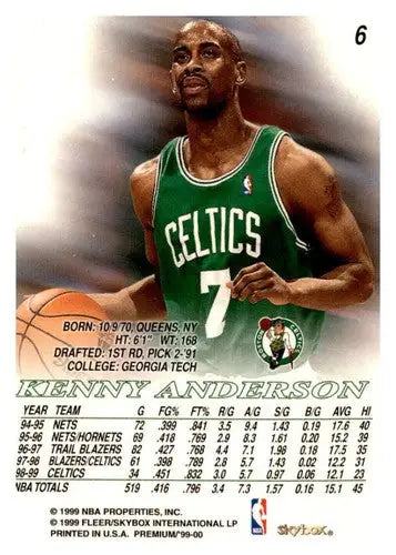 Original gloss Kenny Anderson basketball card from 1999-00 SkyBox Premium Simply Sandoval collection