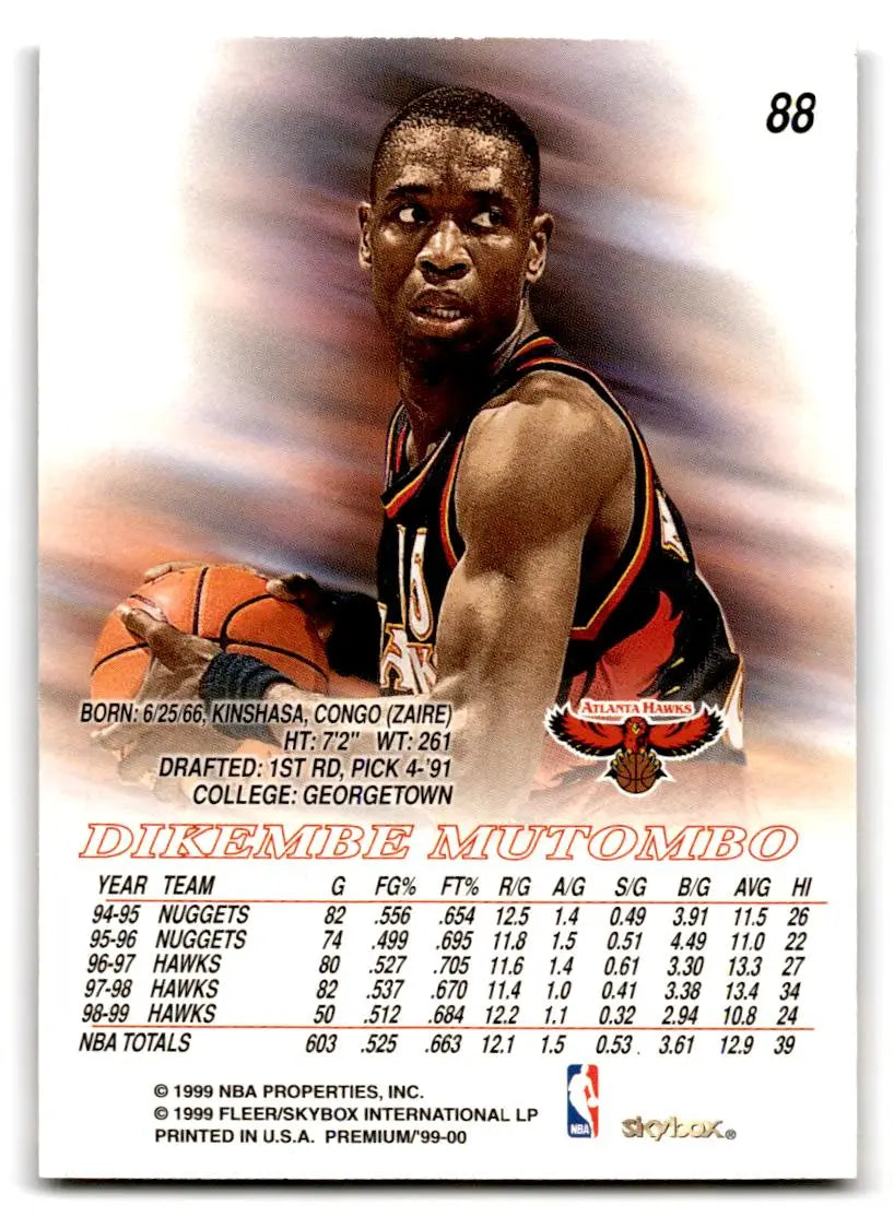 1999-00 SkyBox Premium #88 Dikembe Mutombo - Basketball Card Single