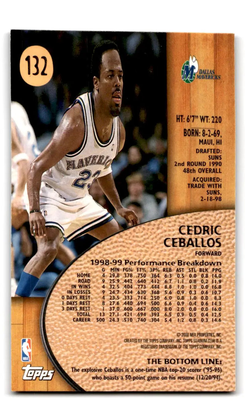 1999-00 Stadium Club #132 Cedric Ceballos - Basketball Card Single