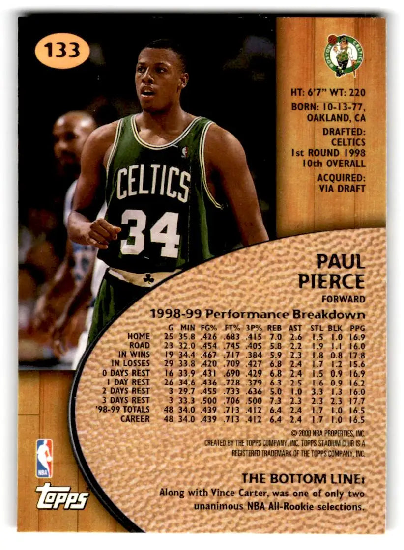 1999-00 Stadium Club #133 Paul Pierce - Basketball Card Single