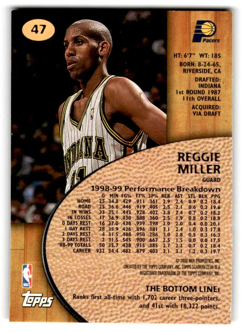 1999-00 Stadium Club #47 Reggie Miller - Basketball Card Single