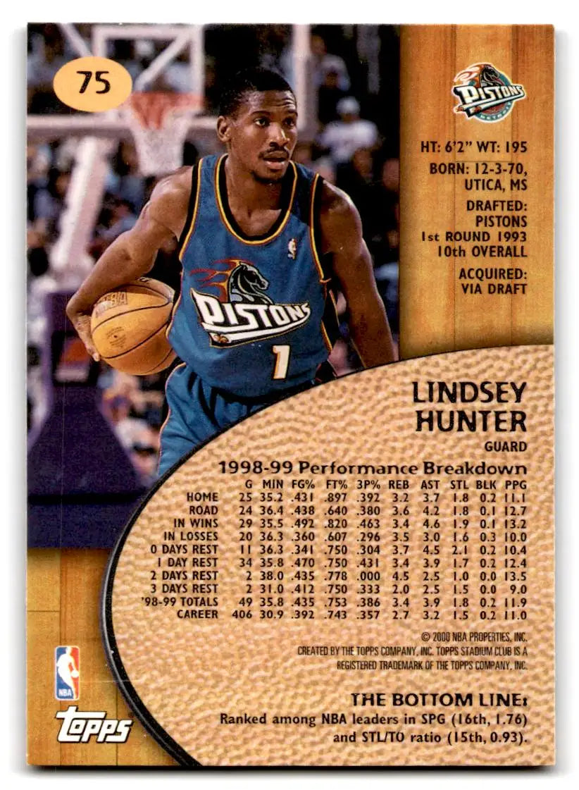 1999-00 Stadium Club #75 Lindsey Hunter - Basketball Card Single
