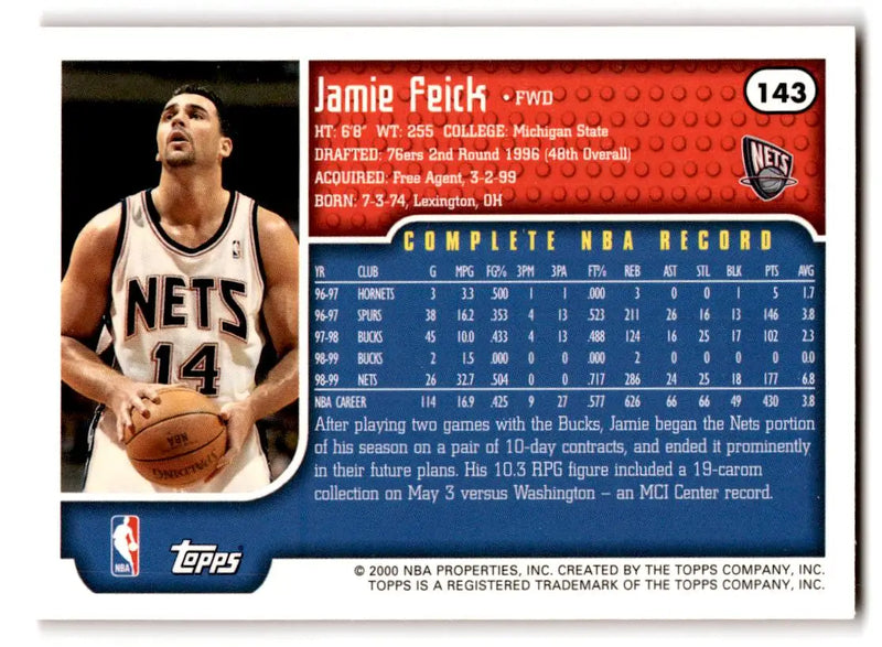 1999-00 Topps #143 Jamie Feick - Basketball Card Single