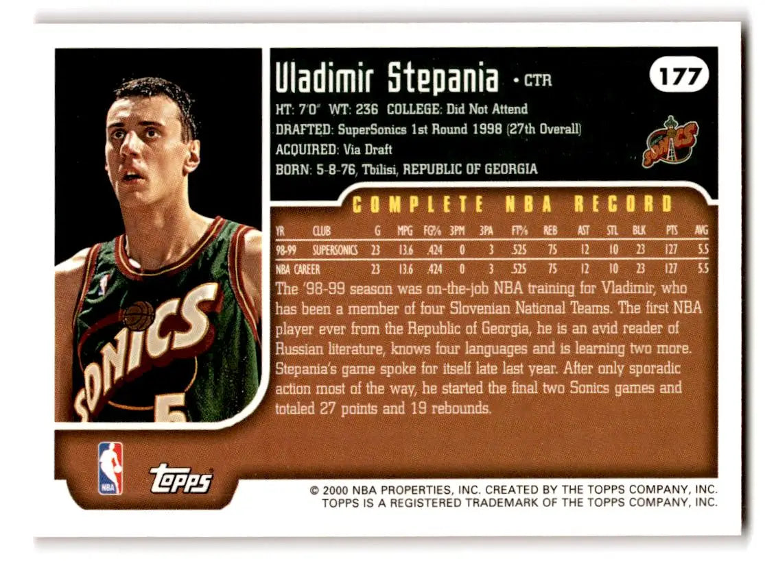 1999-00 Topps #177 Vladimir Stepania - Basketball Card Single