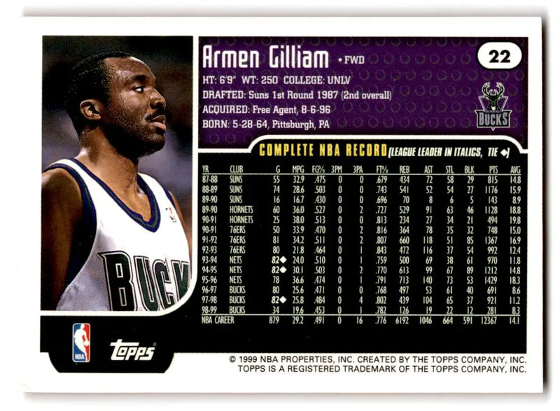 1999-00 Topps #22 Armen Gilliam - Basketball Card Single