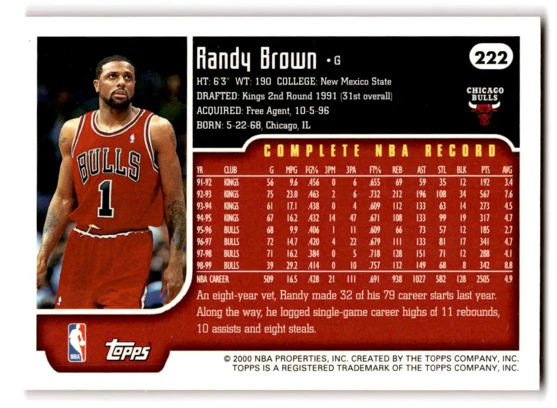 1999-00 Topps #222 Randy Brown - Basketball Card Single