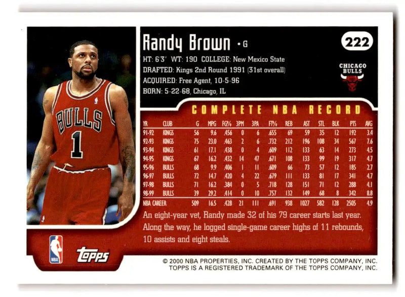 1999-00 Topps #222 Randy Brown - Basketball Card Single