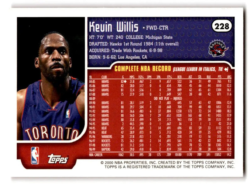 1999-00 Topps #228 Kevin Willis - Basketball Card Single