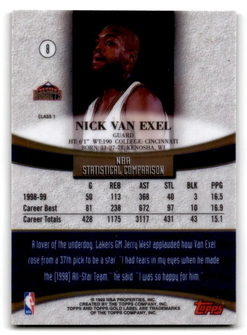 1999-00 Topps Gold Label #8 Nick Van Exel - Basketball Card Single
