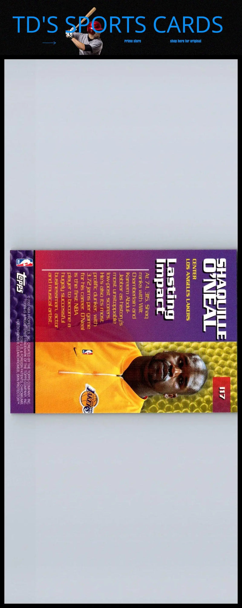 Shaquille O’Neal basketball card from 1999-00 Topps Impact Refractors i17 Shaquille