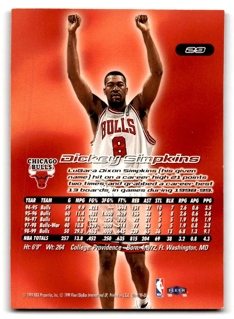 1999-00 Ultra #29 Dickey Simpkins - Basketball Card Single