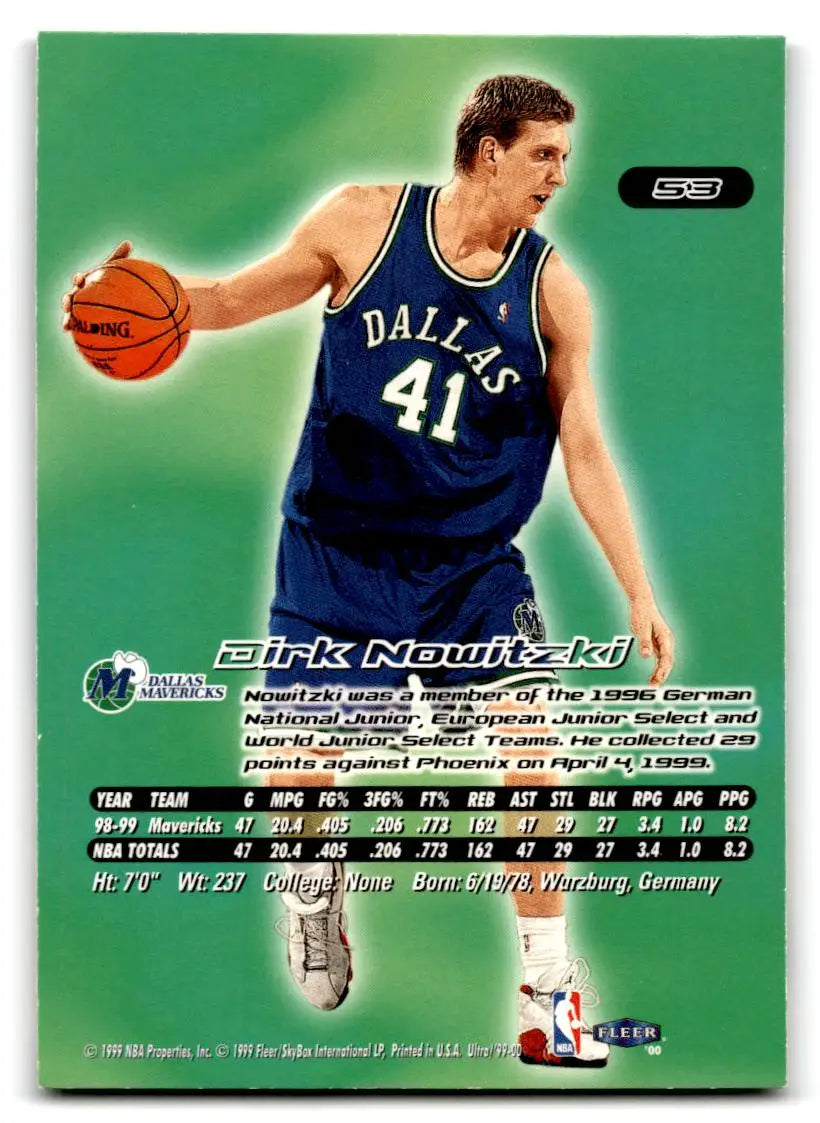 1999-00 Ultra #53 Dirk Nowitzki - Basketball Card Single