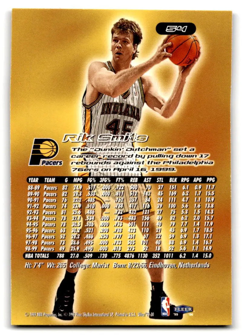 1999-00 Ultra #54 Rik Smits - Basketball Card Single