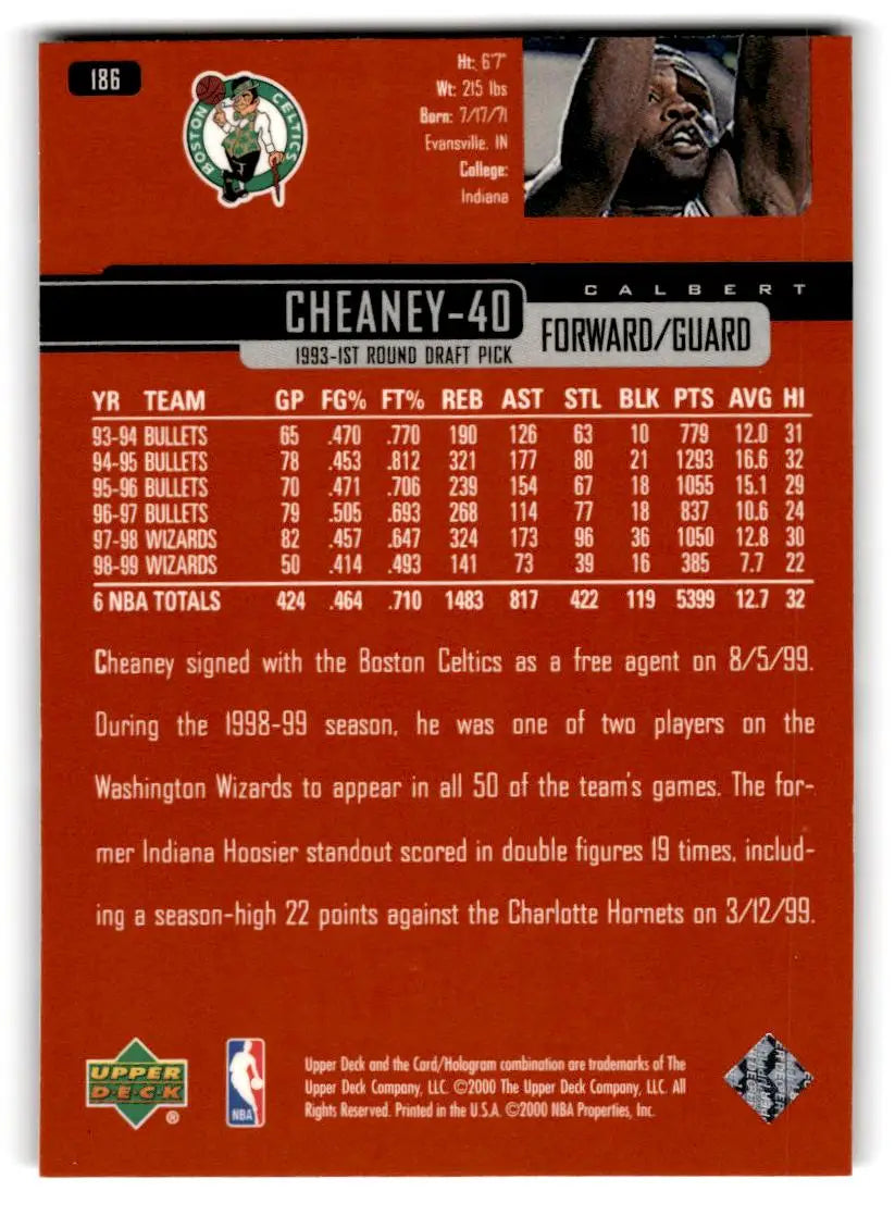 1999-00 Upper Deck #186 Calbert Cheaney - Basketball Card Single