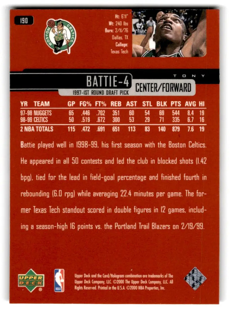 1999-00 Upper Deck #190 Tony Battie - Basketball Card Single
