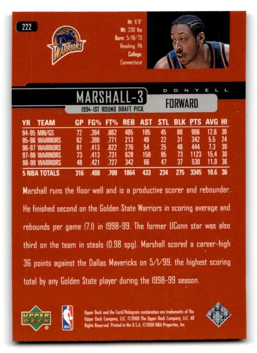 1999-00 Upper Deck #222 Donyell Marshall - Basketball Card Single