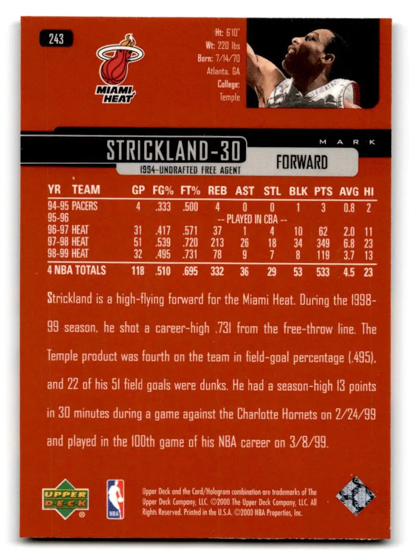 1999-00 Upper Deck #243 Mark Strickland - Basketball Card Single