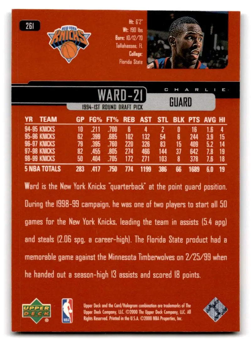 1999-00 Upper Deck #261 Charlie Ward - Basketball Card Single