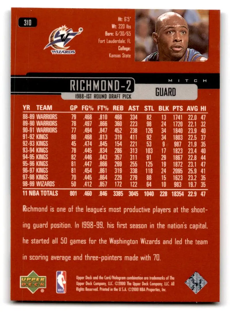 1999-00 Upper Deck #310 Mitch Richmond - Basketball Card Single