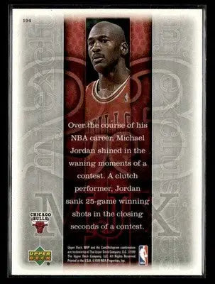 1999-00 Upper Deck MVP #194 Michael Jordan MJ Exclusives Chicago Bulls - Basketball Card Single