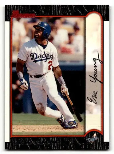 Original gloss Eric Young Los Angeles Dodgers baseball card 1999 Bowman #45
