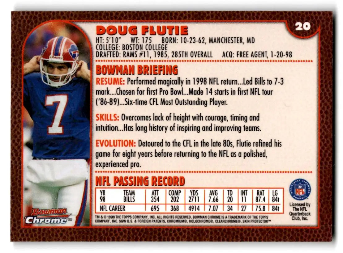 1999 Bowman Chrome #20 Doug Flutie - Football Card Single