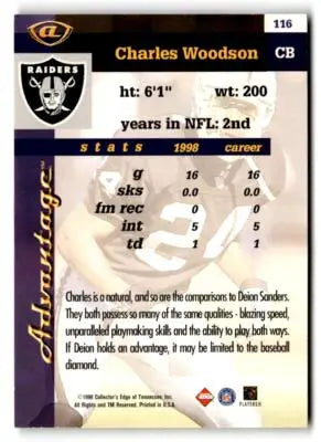 1999 Collector’s Edge Advantage #116 Charles Woodson - Football Card Single