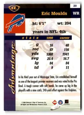 1999 Collector’s Edge Advantage #20 Eric Moulds - Football Card Single
