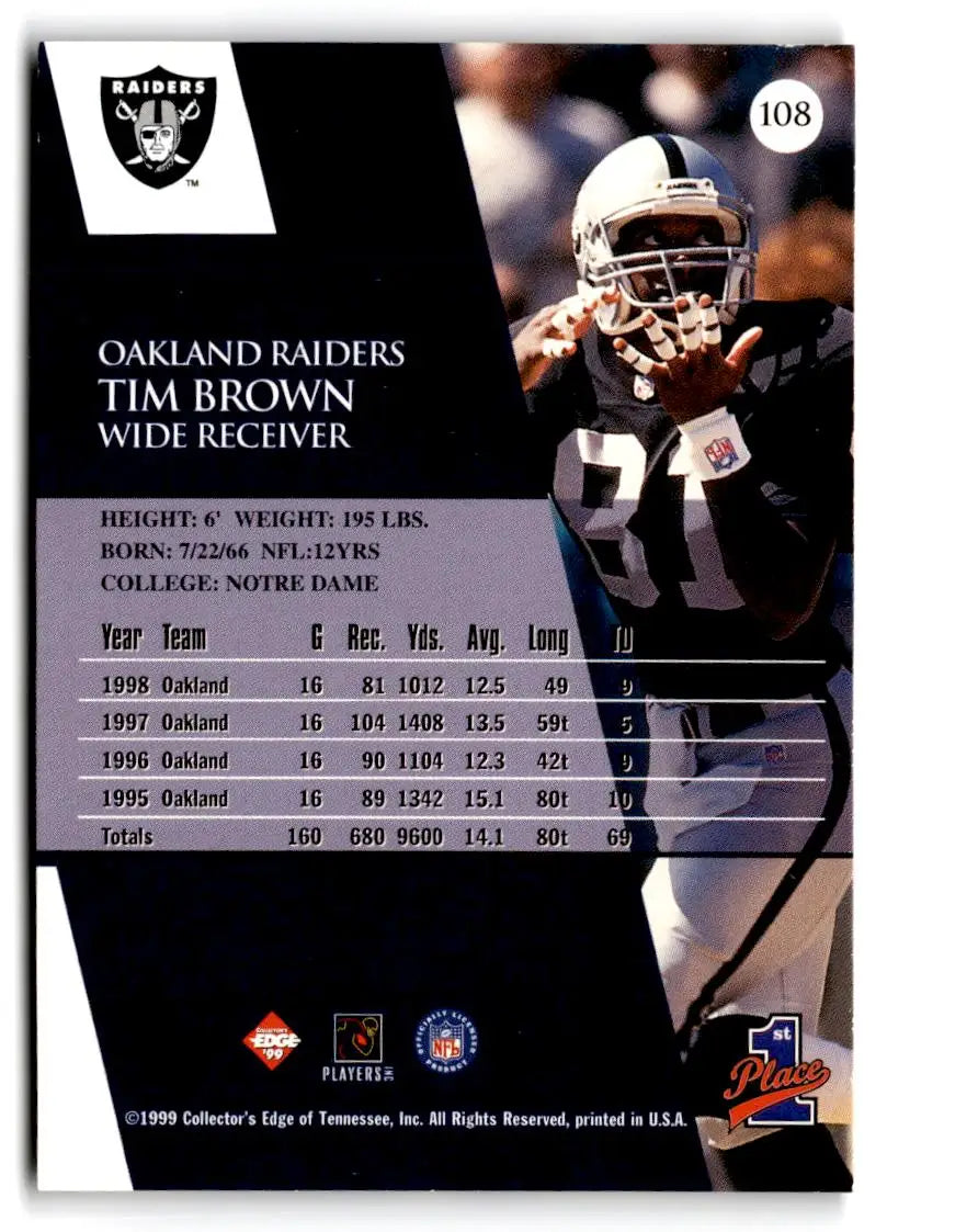 1999 Collector’s Edge First Place #108 Tim Brown - Football Card Single