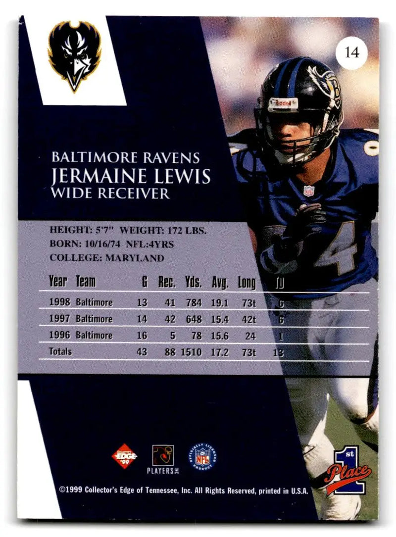 1999 Collector’s Edge First Place #14 Jermaine Lewis - Football Card Single