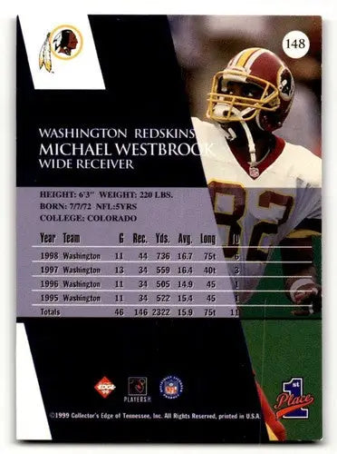 1999 Collector’s Edge First Place #148 Michael Westbrook Washington ID:62907 - Football Card Single