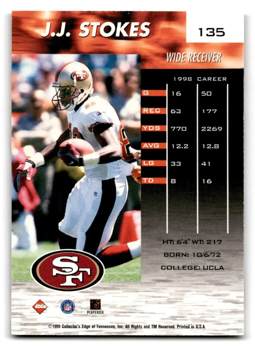 1999 Collector’s Edge Fury #135 J.J. Stokes - Football Card Single