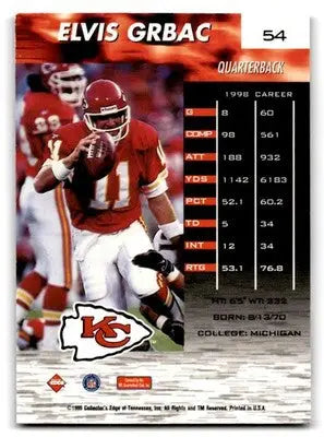 1999 Collector’s Edge Fury #54 Elvis Grbac - Football Card Single