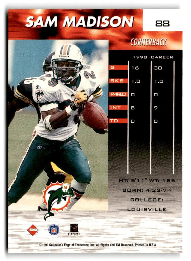 1999 Collector’s Edge Fury #88 Sam Madison Gold Ingot - Football Card Single