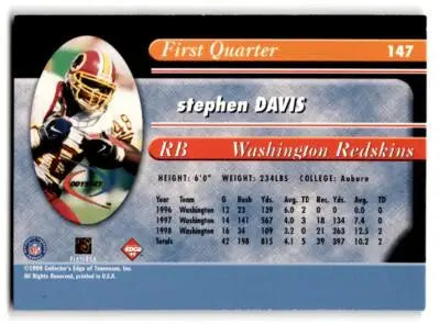 Stephen Davis football card from Collector’s Edge Odyssey 1999 product collection