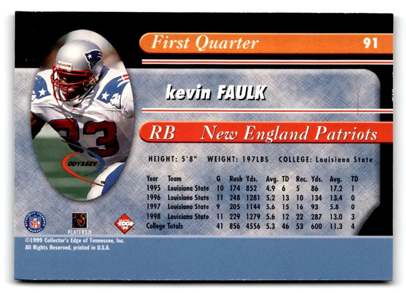 1999 Collector’s Edge Odyssey #91 Kevin Faulk - Football Card Single