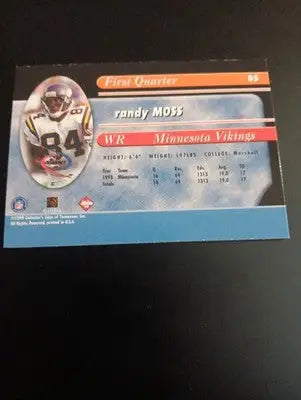1999 Collector’s Edge Odyssey - Randy Moss #85. Vikings. NRMT+ - Football Card Single