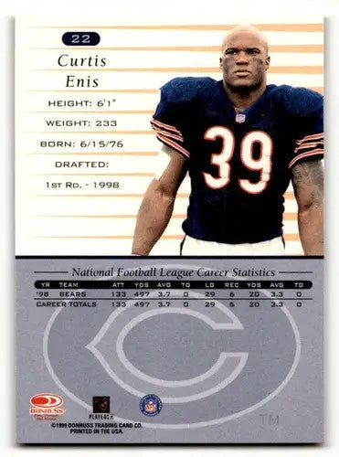 Original gloss Curtis Enis Chicago Bears football card from 1999 Donruss series