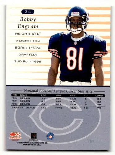 Bobby Engram Chicago Bears football card from 1999 Donruss series displayed